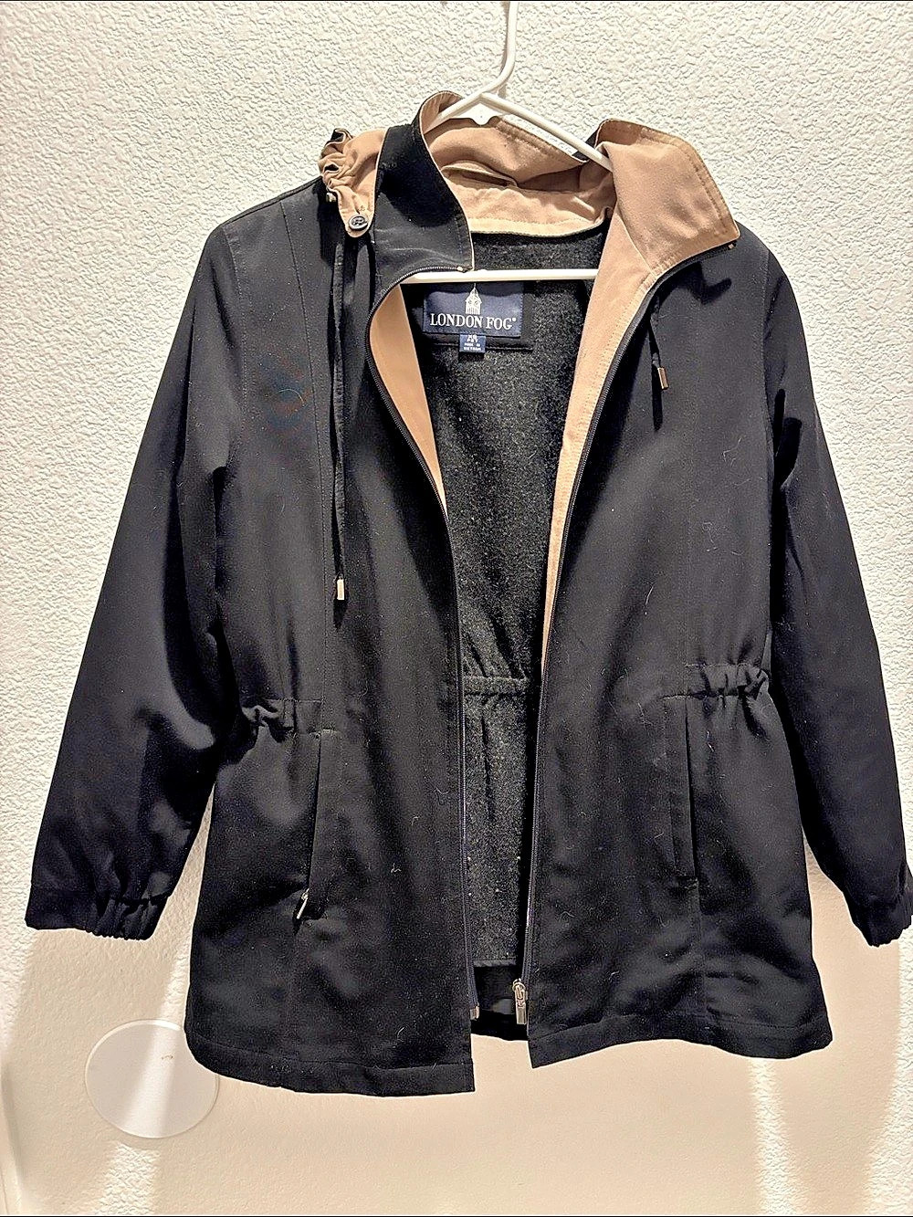 London Fog Hooded Anorak Jacket Black XS